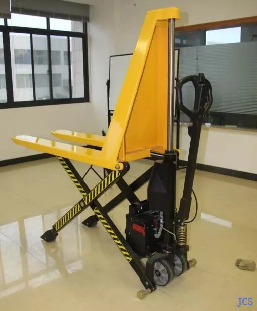 Semi-Electric 800mm High Lift Scissor Hydraulic Mini Hand Jack Pallet Truck With 1ton 1.5ton