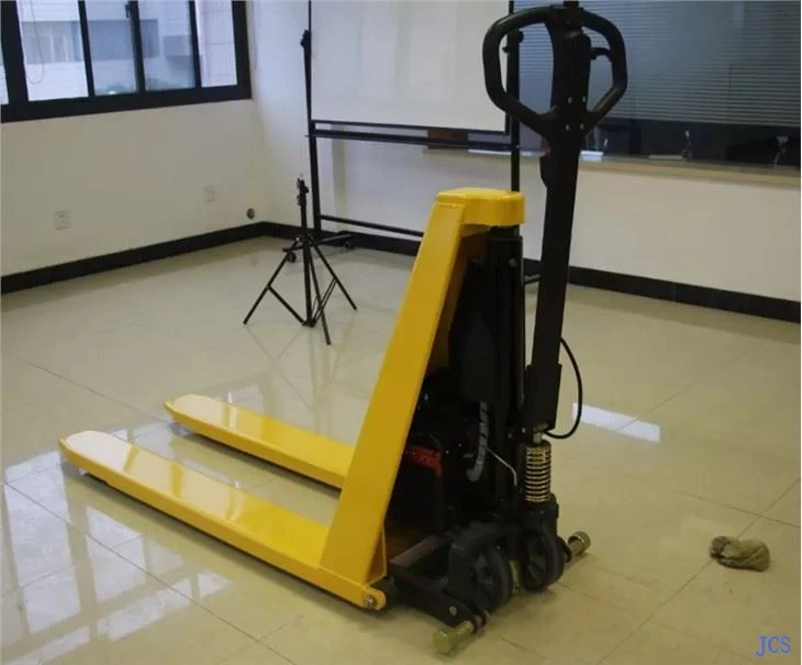 Semi-Electric 800mm High Lift Scissor Hydraulic Mini Hand Jack Pallet Truck With 1ton 1.5ton