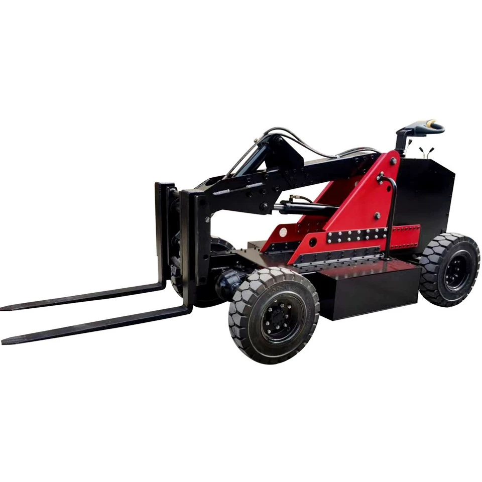 Stand-on Mini Electric Rough Terrain Forklift, 4WD Compact Telescopic Forklift Truck For Warehouse Outdoor Cargo Handling high quality